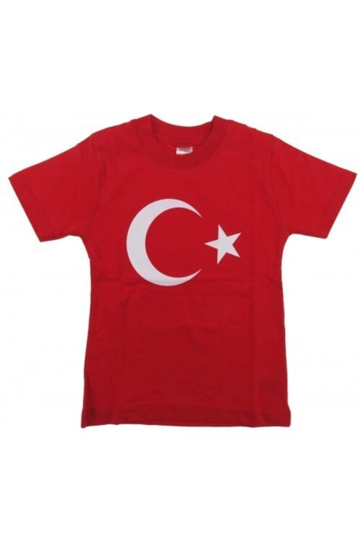 pazariz Unisex Çocuk Kırmızı Ay Yıldız Türk Bayraklı T-shirt