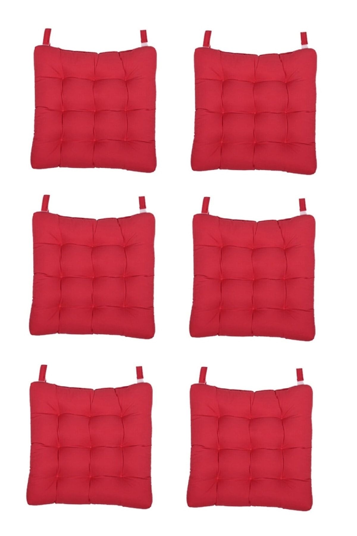 Kuscini 6 Lı -özel Indirimli Set- Pofidik Natura 40x40 Rattan Cırtlı Sandalye Minderi Seti -kırmızı