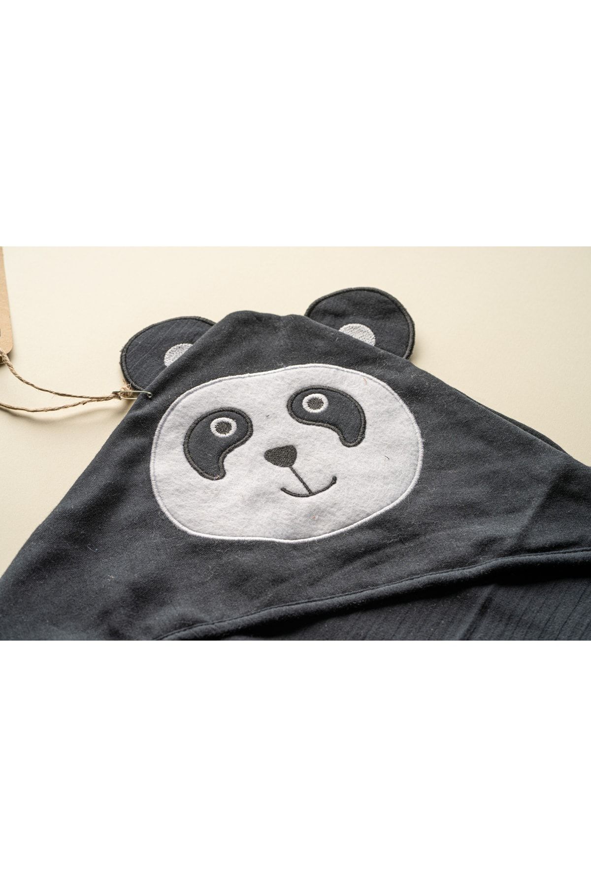 Be'Calm Online - Panda Müslin Banyo Kundak - Siyah