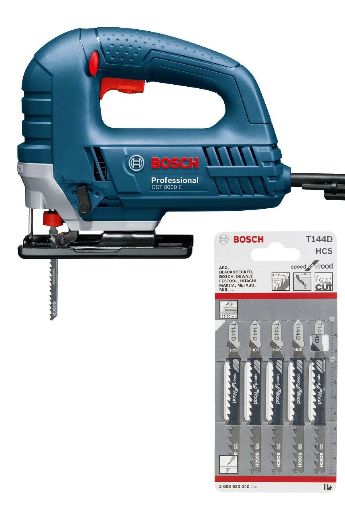 Bosch Professional Gst 8000 E Dekupaj Testere Dekopaj + 5 Adet T144d Ahşap Testere Bıçağı Hızlı