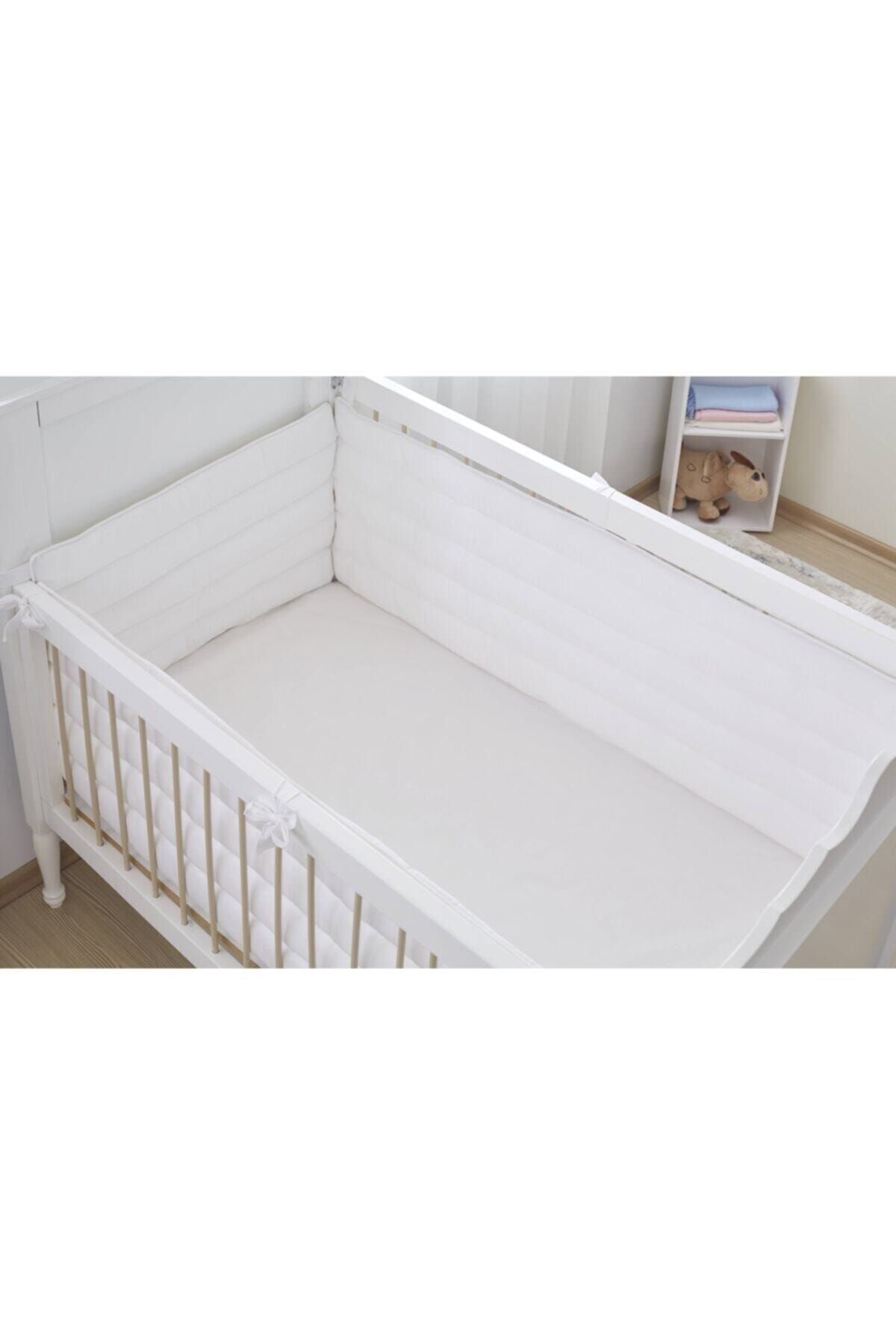 Aybi Baby Beşik Kenar Koruyucu Set 3 Parça - Beyaz - 60x120 Cm