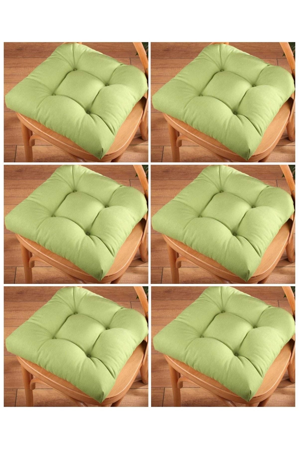 ALTINPAMUK 6'lı Gold Lüx Pofidik Sandalye Minderi Özel Dikişli 40x40cm Yeşil