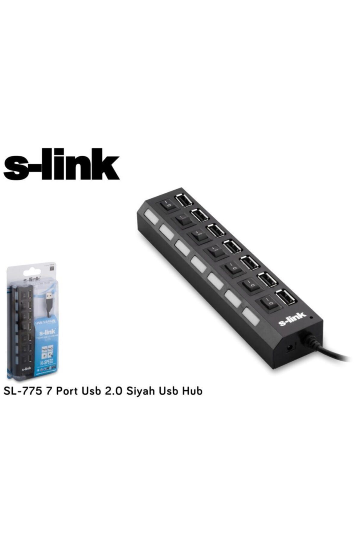 S-Link 7 Port Usb 2.0 Siyah Usb Hub Sl-775