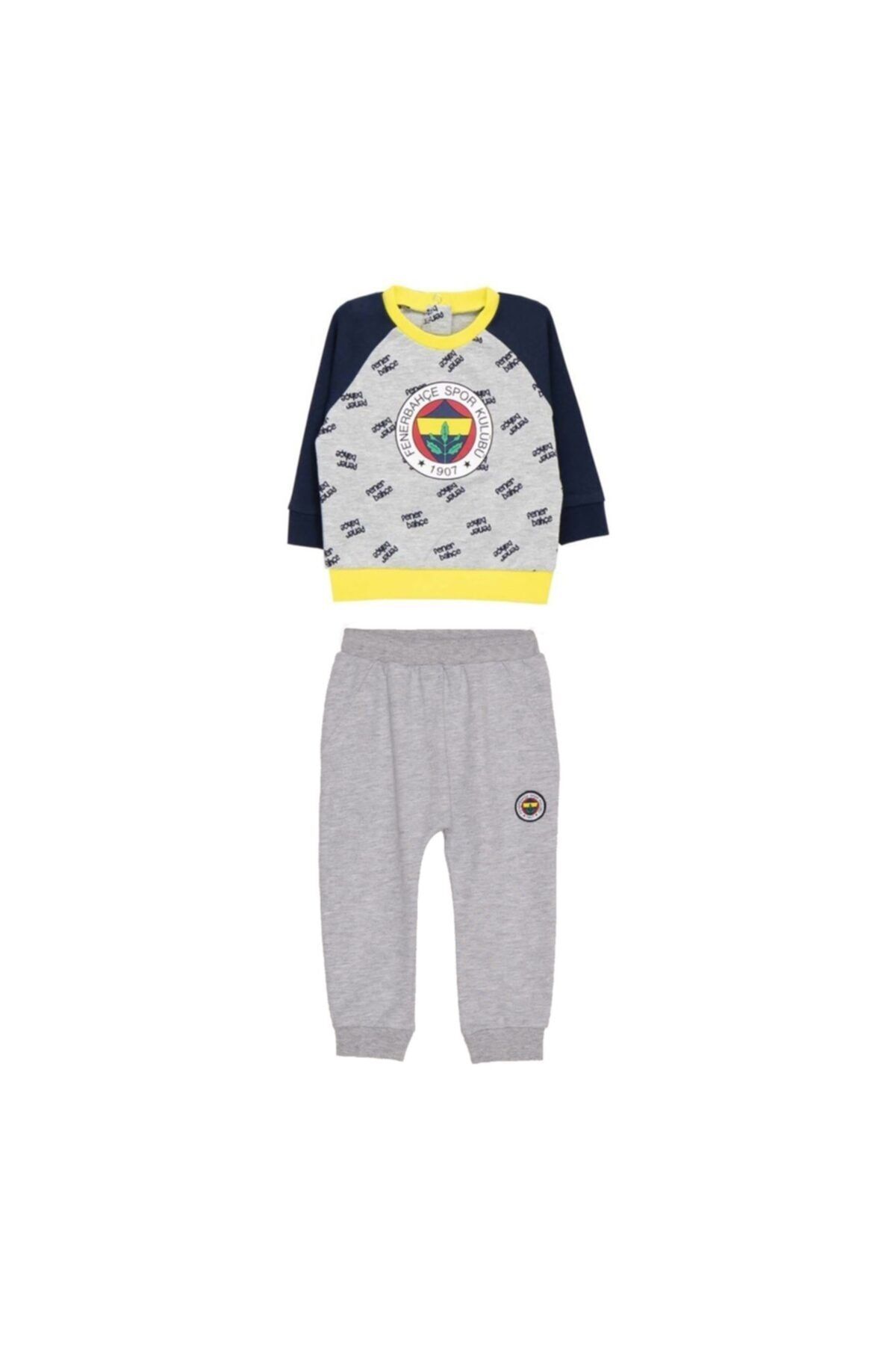 Fenerbahçe Bebek Gri Logo Baskılı Lastik Paçalı Lisanslı Takımı