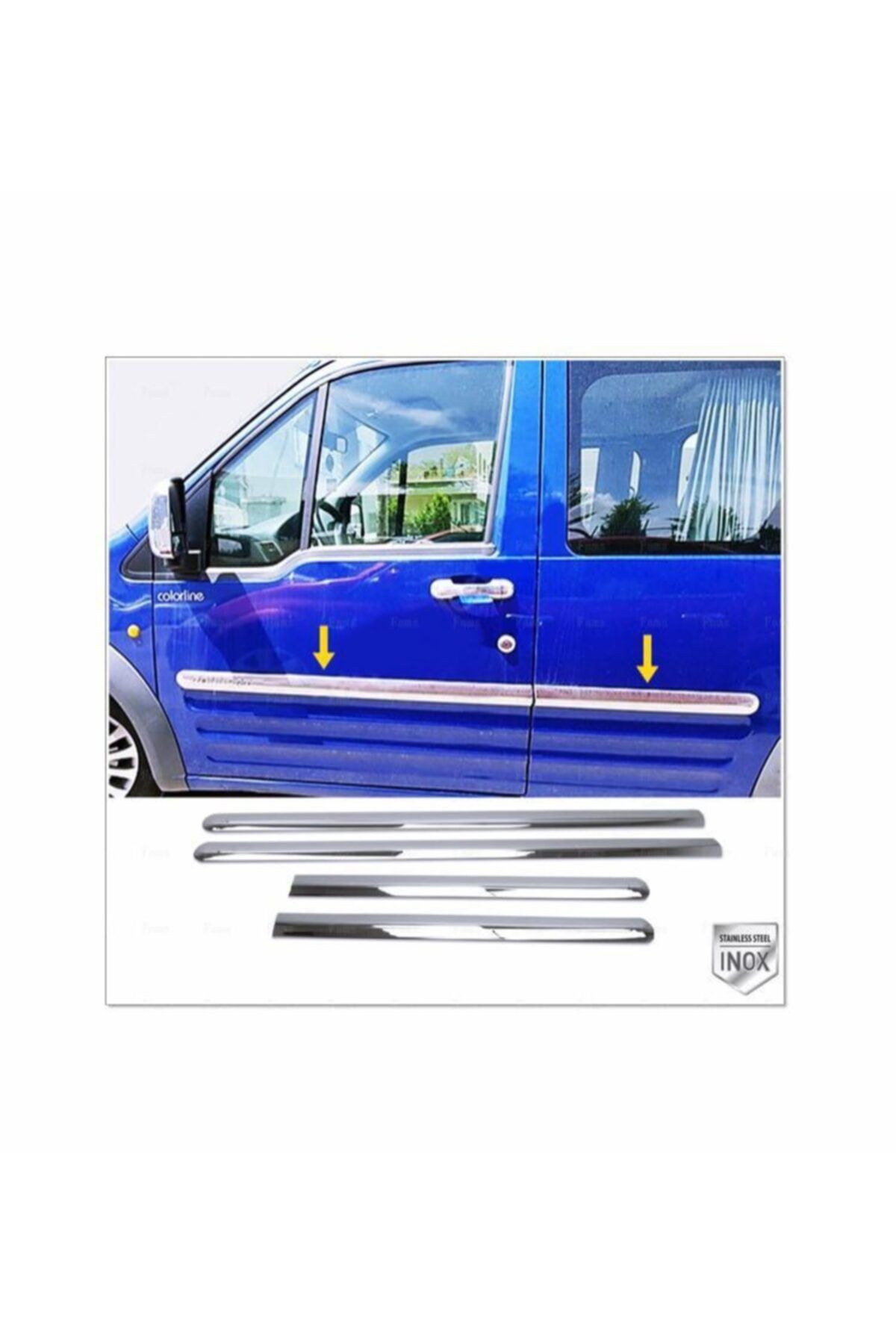 FAMS OTO AKSESUAR Ford Connect Krom Yan Kapı Çıtası 4 Kapı 2002-2014 P. Çelik