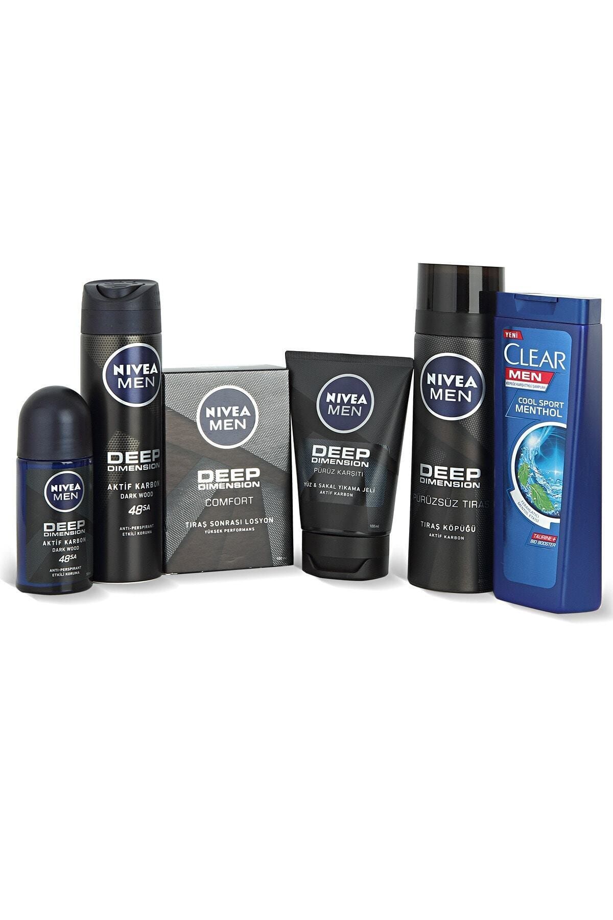 NIVEA Men Erkek Cilt Bakım Seti + Clear Men Menthol Şampuan 180 ml