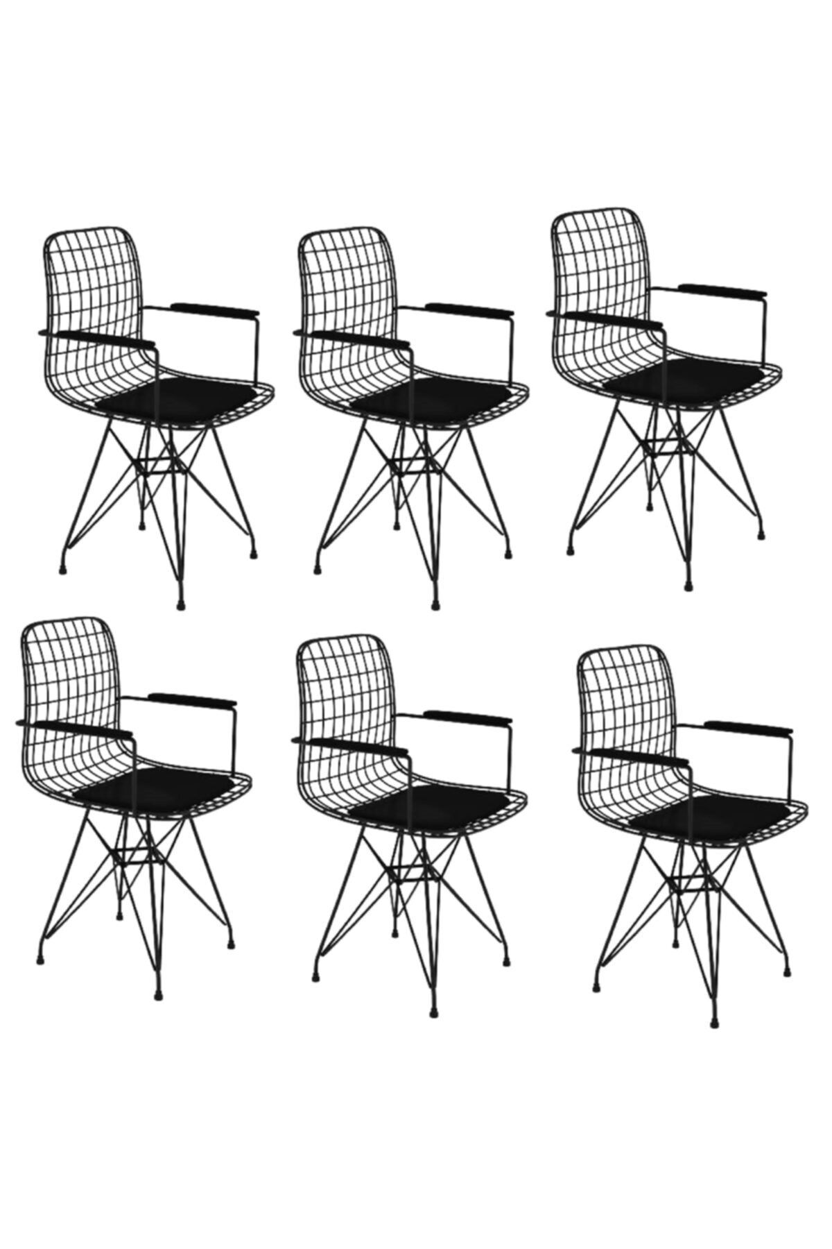 Kenzlife Knsz kafes tel sandalyesi 6 lı mazlum syhsyh kolçaklı ofis cafe bahçe mutfak