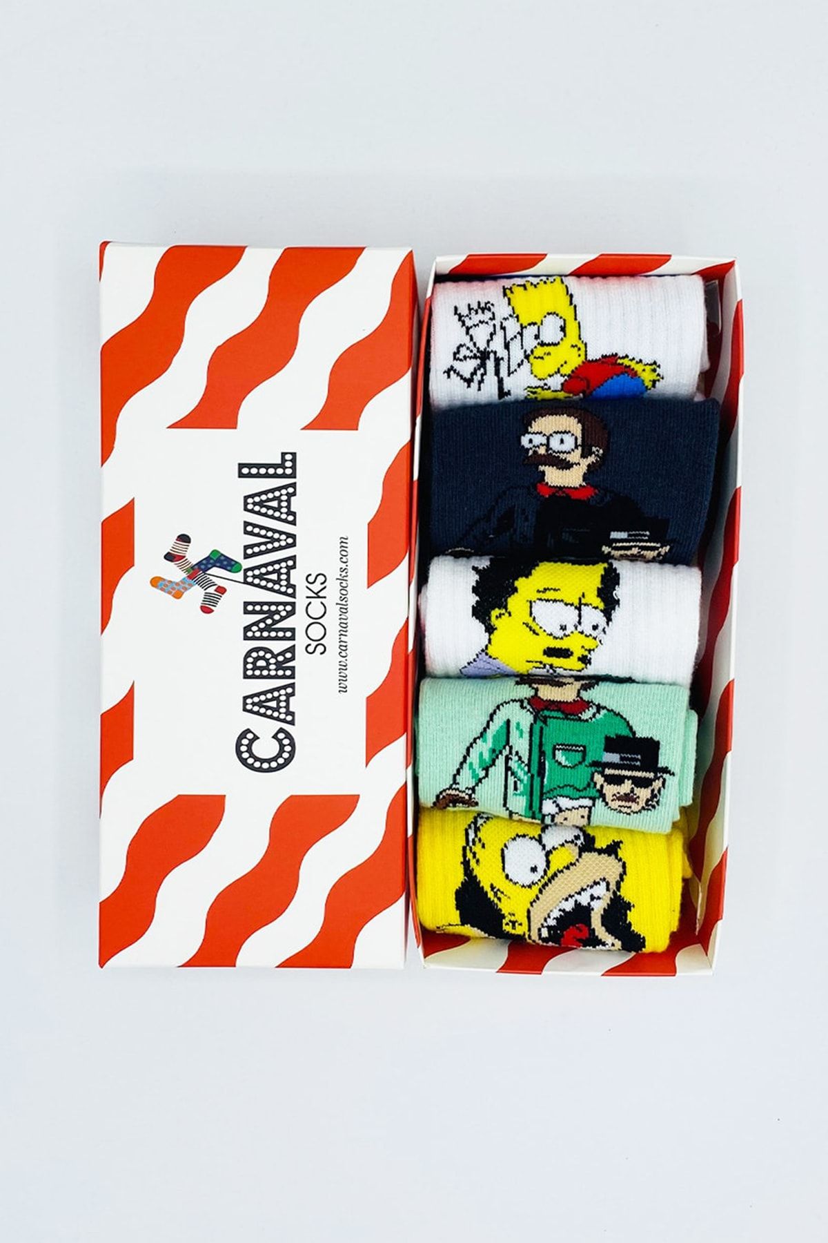 CARNAVAL SOCKS 5'Lİ Simpson EskoBart Kafalar Tasarım Renkli Çorap Set 1032