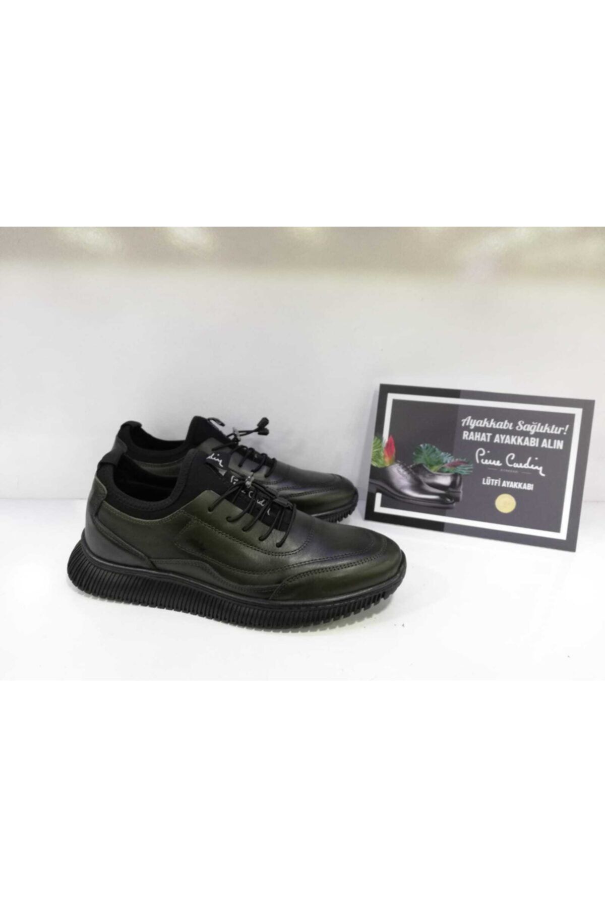 Pierre Cardin Erkek Hakiki Deri Haki Yeşil Sneakers Ayakkabı 2103