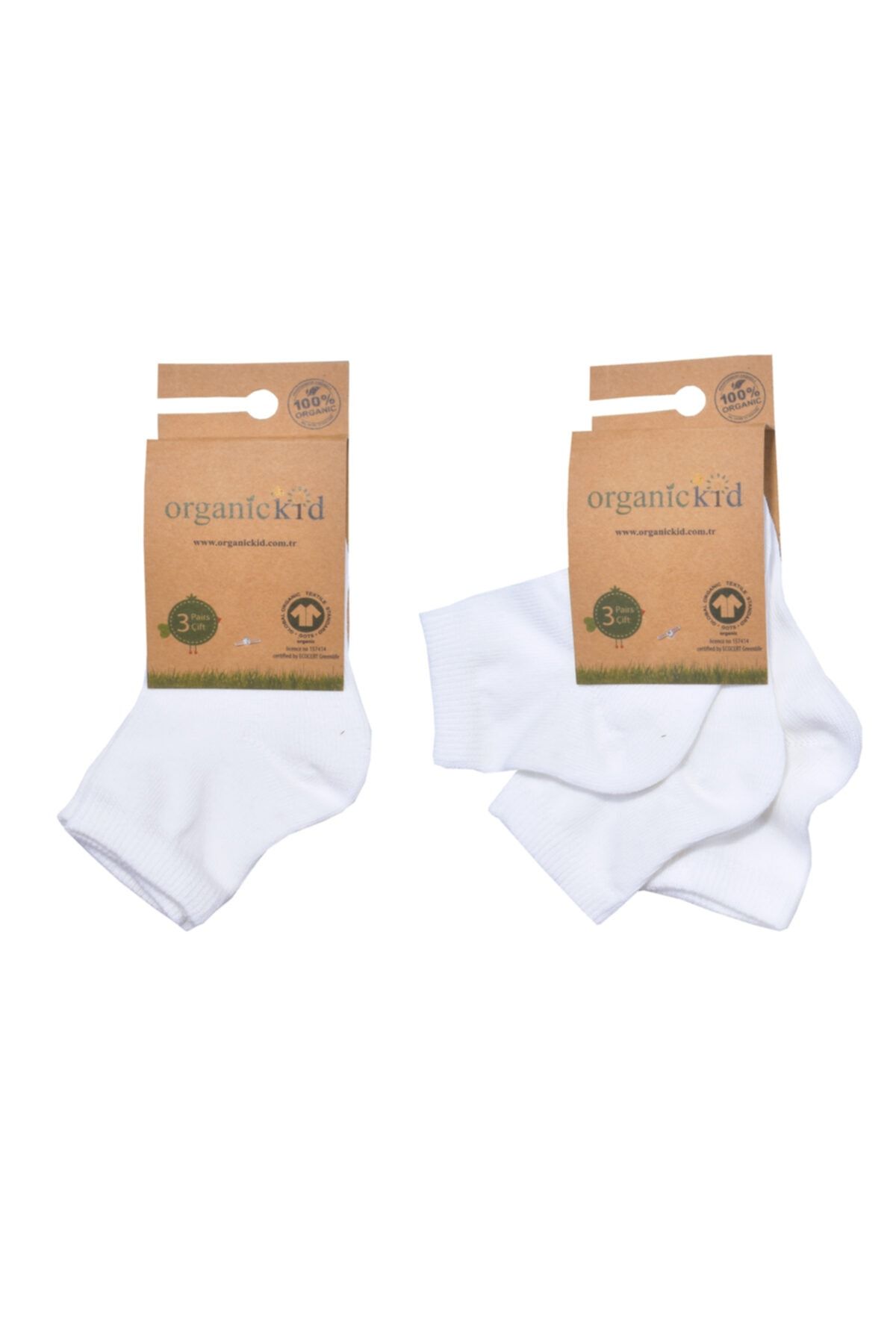 OrganicKid Organik Beyaz Bebek Çorap Seti 3lü