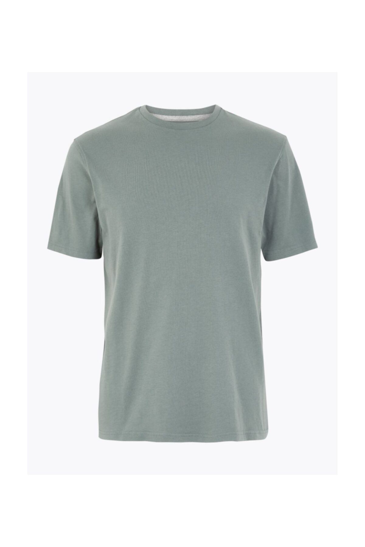 Marks & Spencer Erkek Yeşil Saf Pamuklu Yuvarlak Yaka T-shirt T28005311M