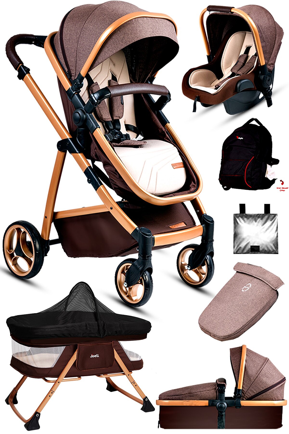Baby Home Yenidoğan 7'in1 Set 955 Travel Sistem Bebek Arabası Anne Yanı Sepet Beşik