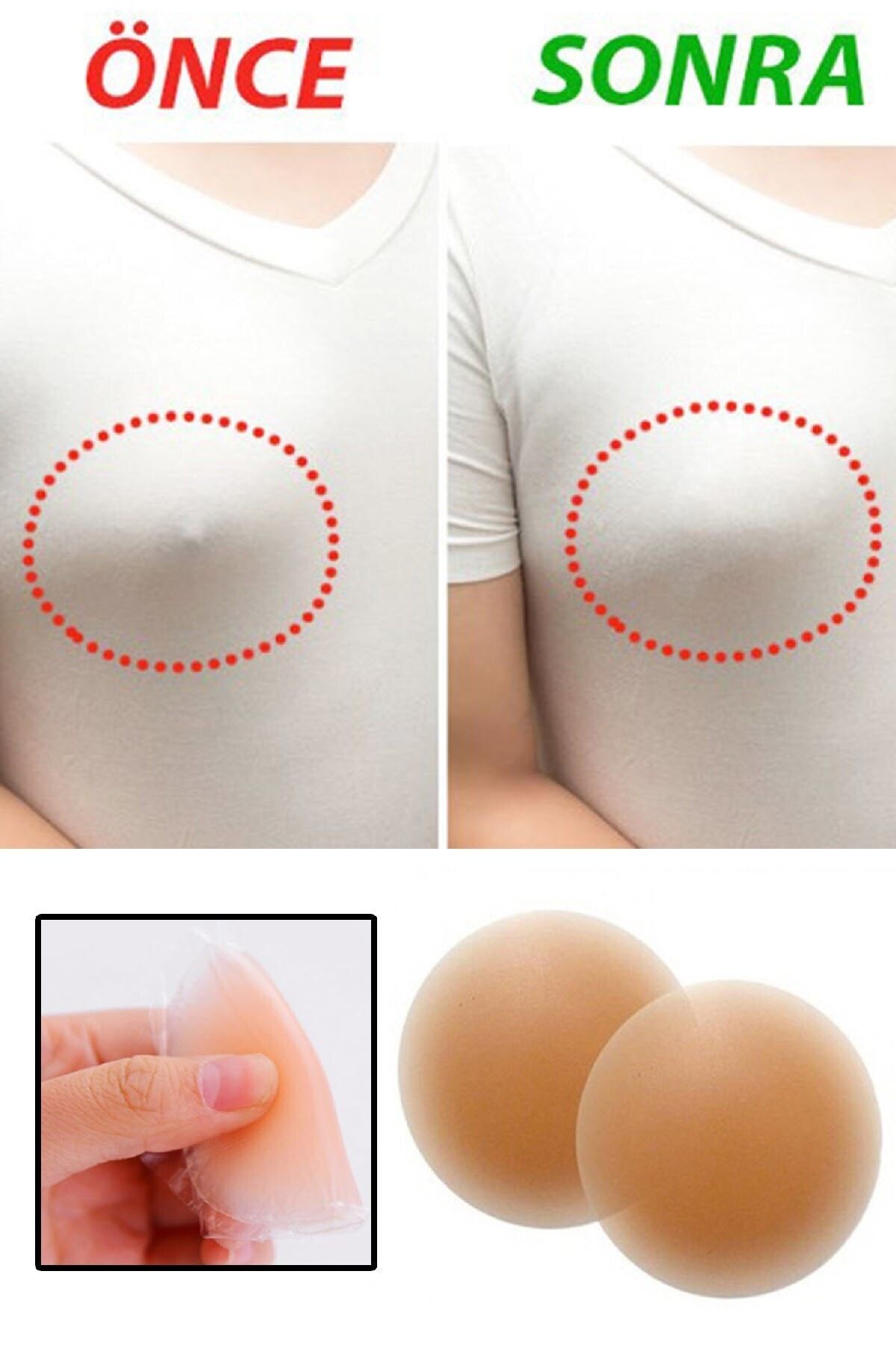 morponi Kadın Silikon Göğüs Ucu Kapatıcı Gizleyici Bant Aparat Nipple Pad