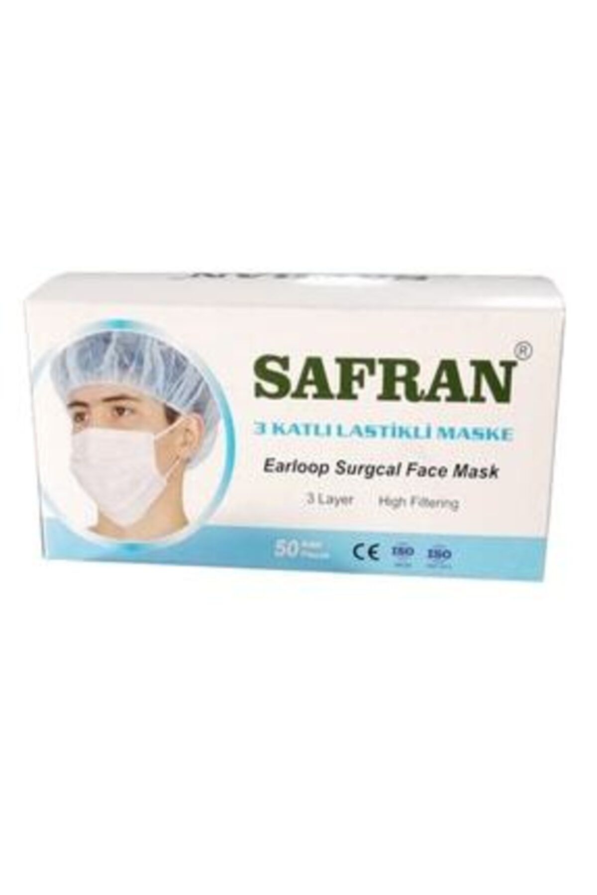 Önder Safran 3 Katlı Ultrasonic Burun Telli 50 Adet Cerrahi Maske