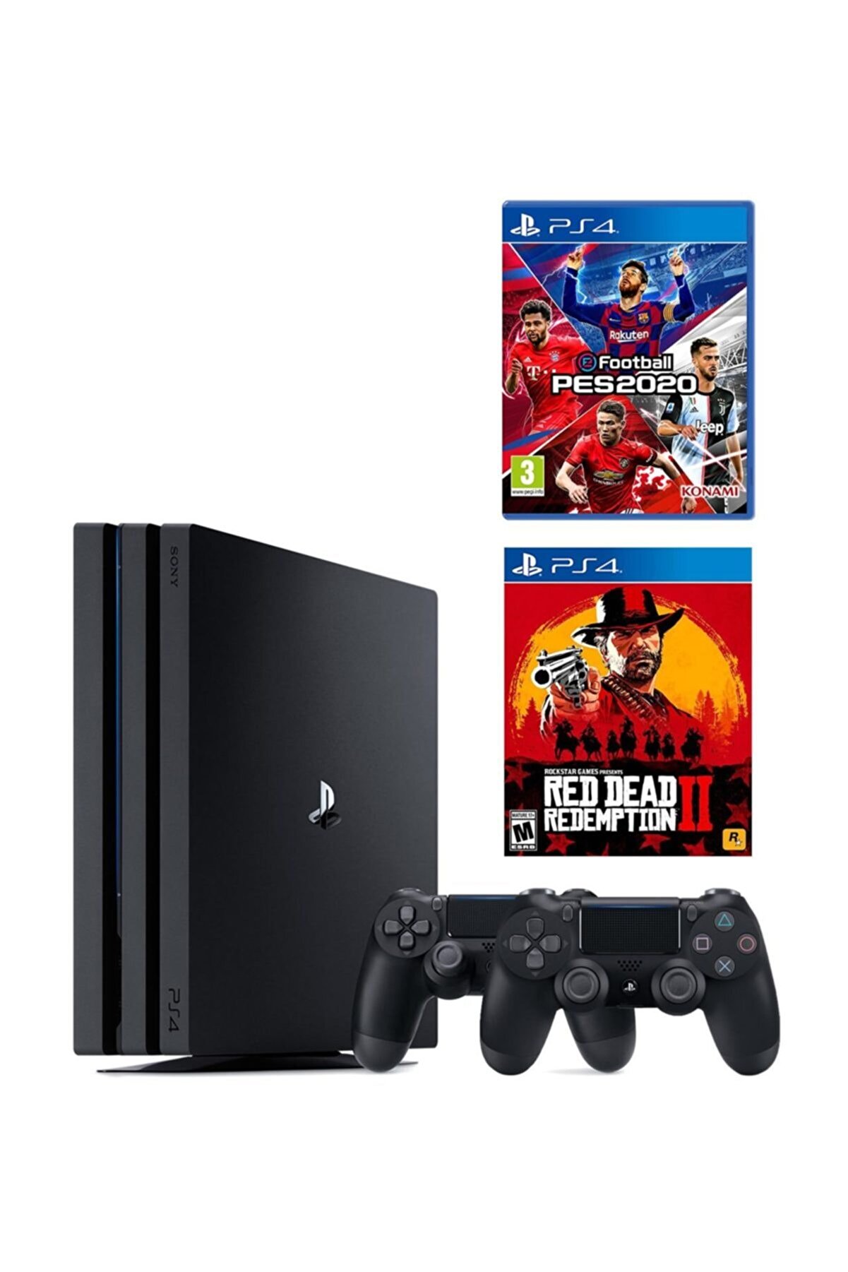 Sony Playstation 4 Pro 1 Tb + 2. Ps4 Kol + Ps4 Pes 2020 + Ps4 Red Dead Redemption 2