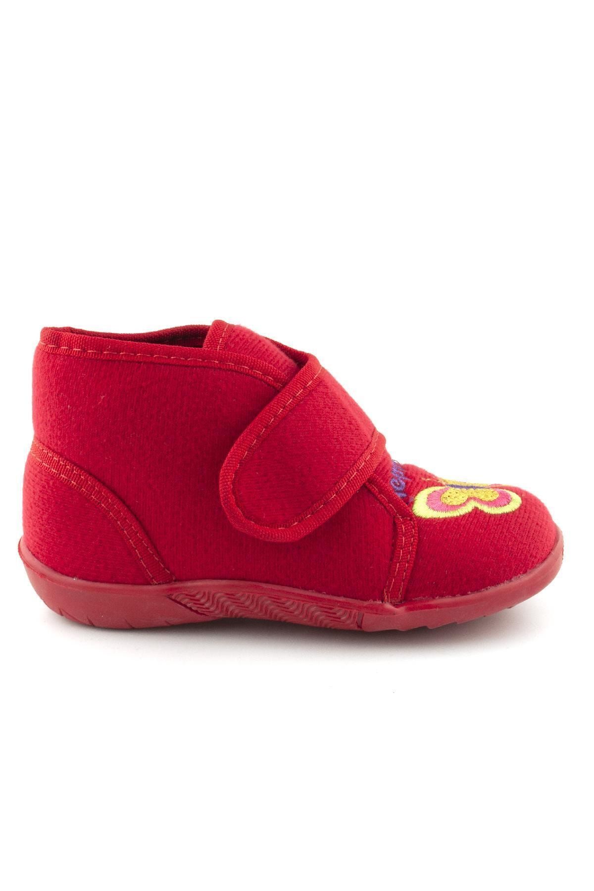 Cici Bebe Ayakkabı Kırmızı Kelebekli Ortopedik Ev/kreş Kız Çocuk Panduf