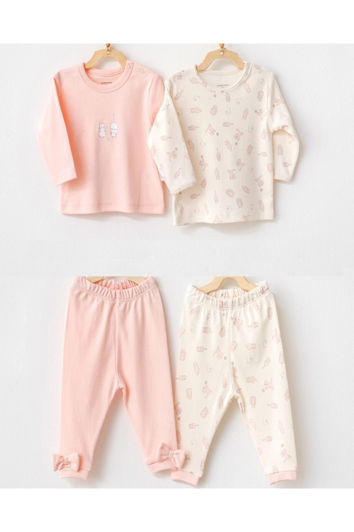 Andy Wawa Kız Bebek Pembe Ikili Pijama Takım