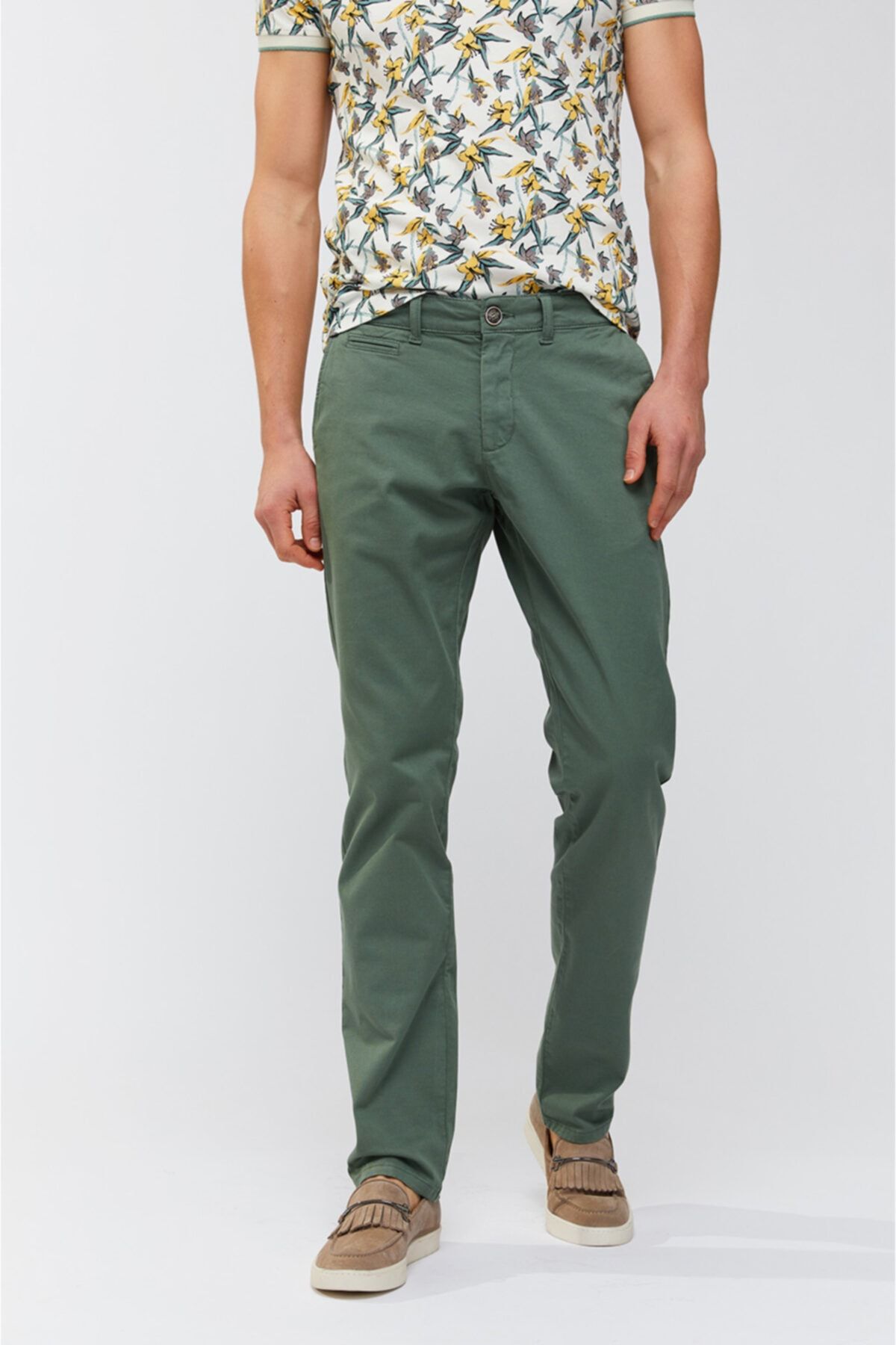 Avva Erkek Yeşil Yandan Cepli Düz Slim Fit Pantolon A91b3556