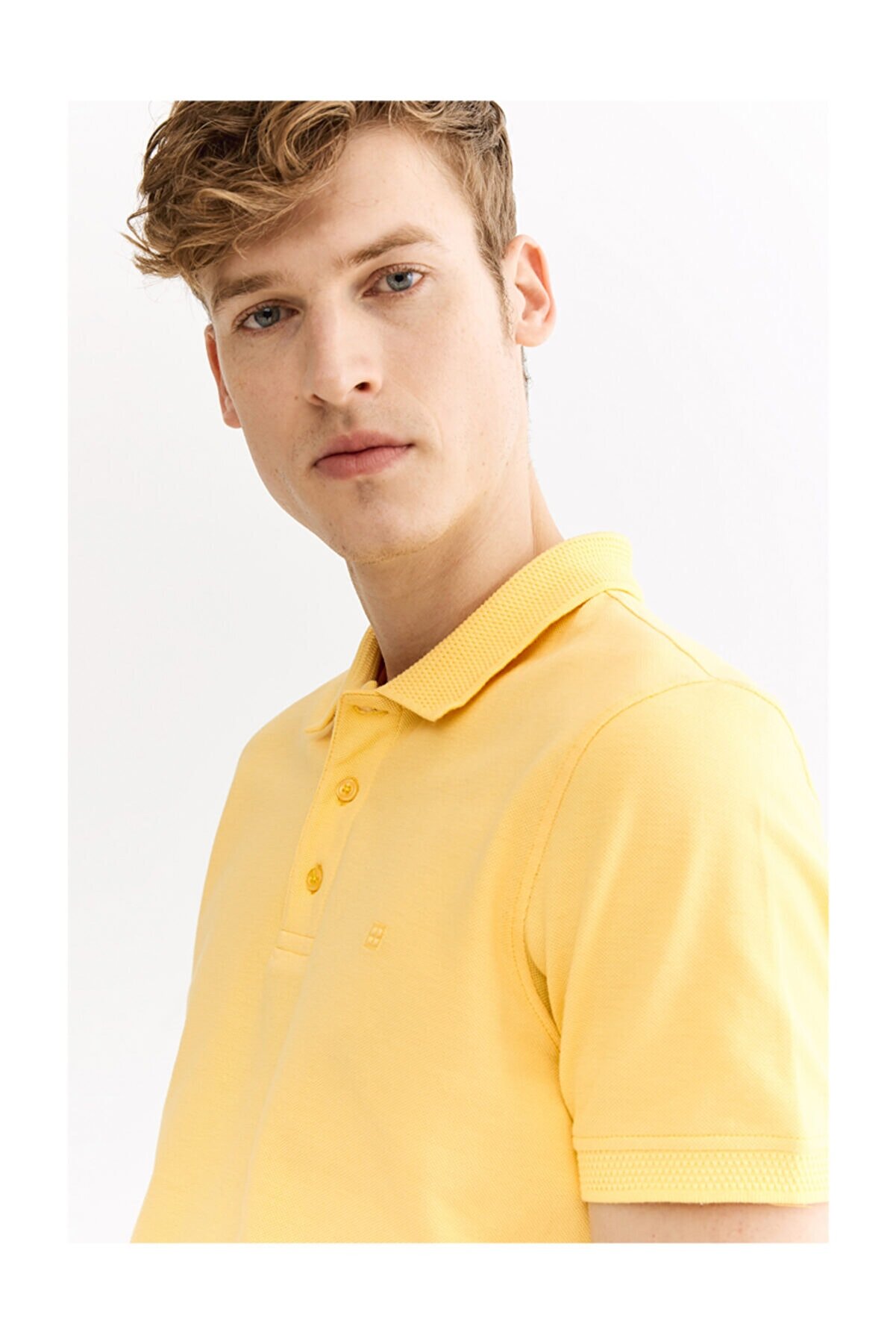 Avva Erkek Sarı Polo Yaka Düz T-shirt A01b1146
