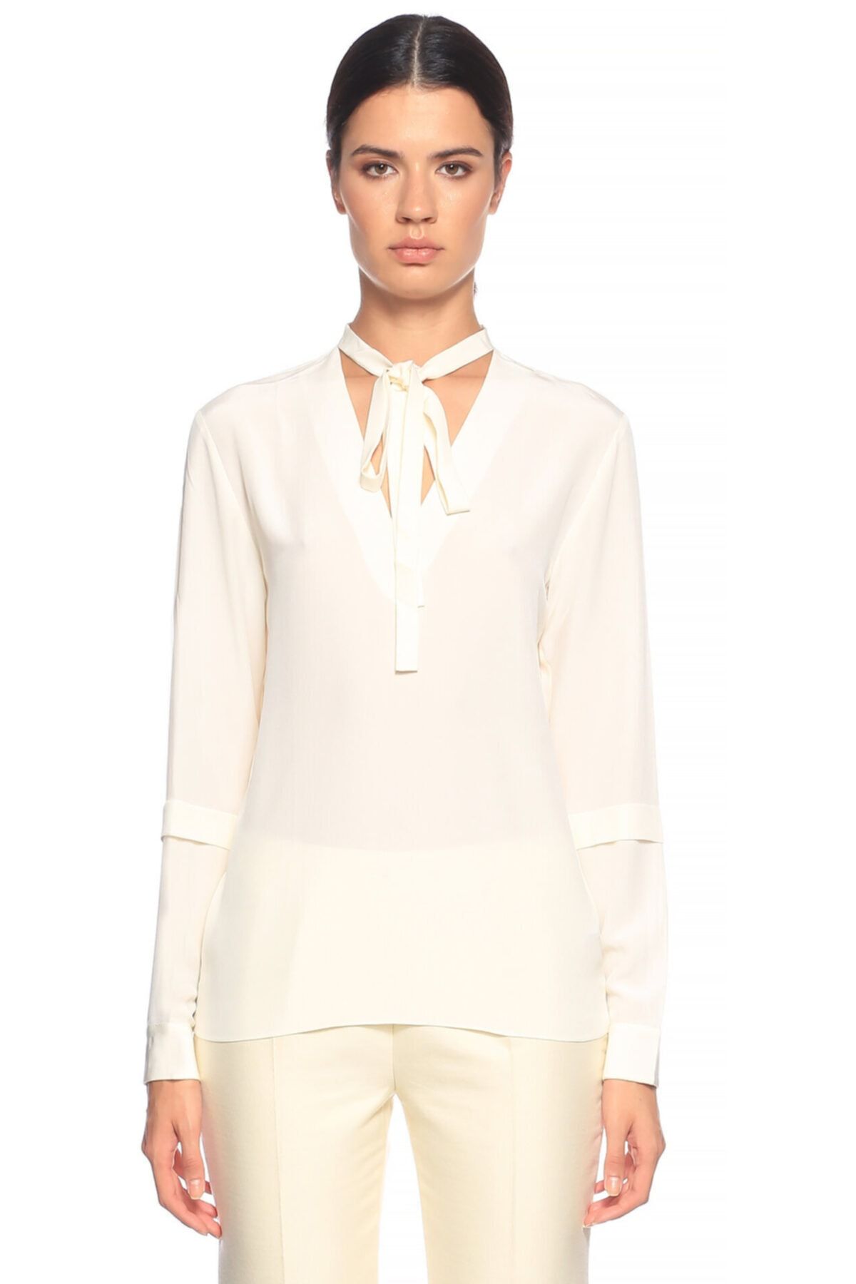 Agnona Şal Yaka Beyaz Bluz