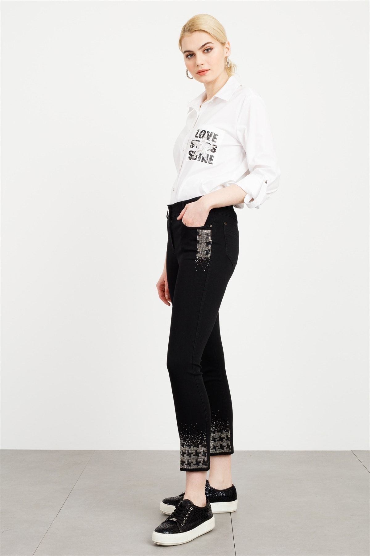 Moda İlgi Modailgi Beş Cep Taşlı Jean Pantolon Siyah