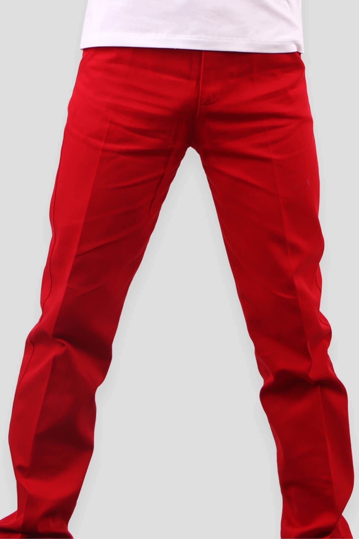 Genel Markalar Erkek Çocuk Keten Pantolon Kırmızı (10-15 YAŞ)