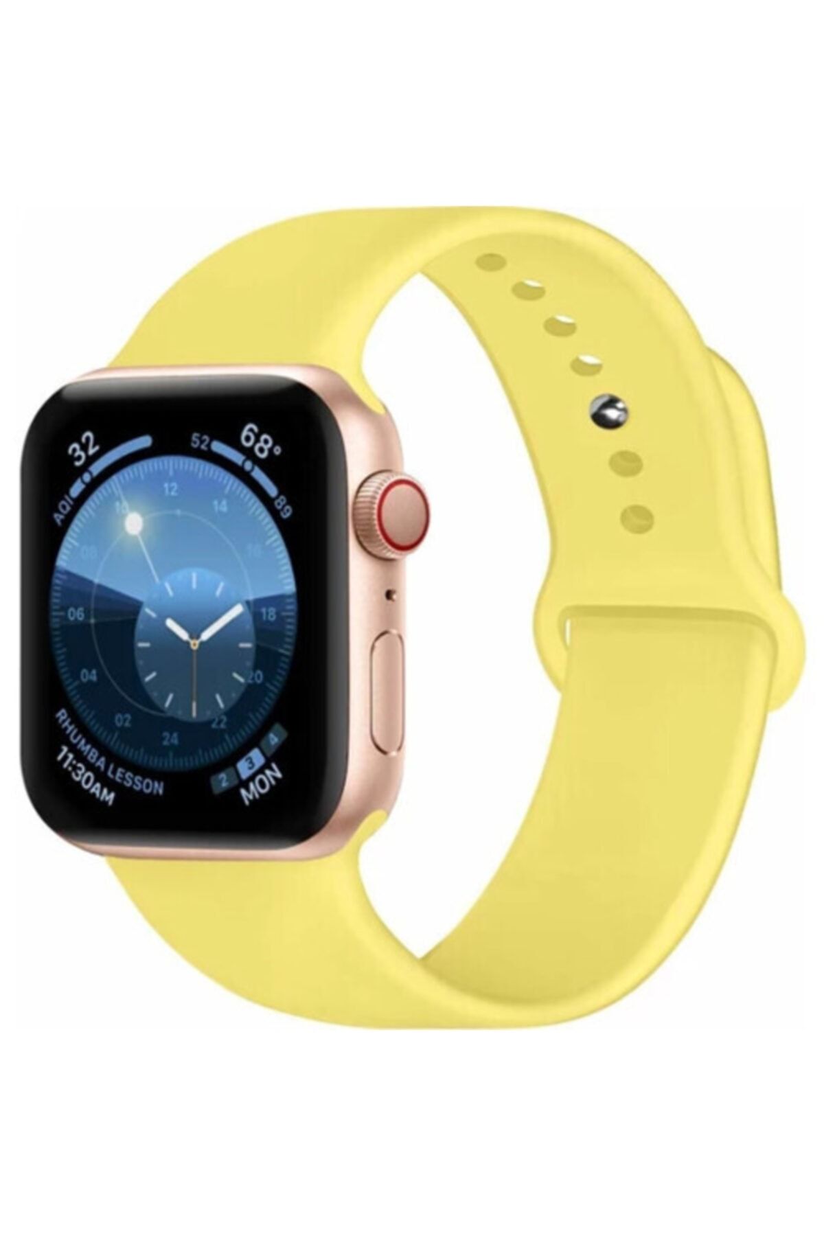 Bilişim Aksesuar Apple Watch 38 - 40-41 Mm Spor Kordon Silikon Kayış Açık Sarı S / M Beden