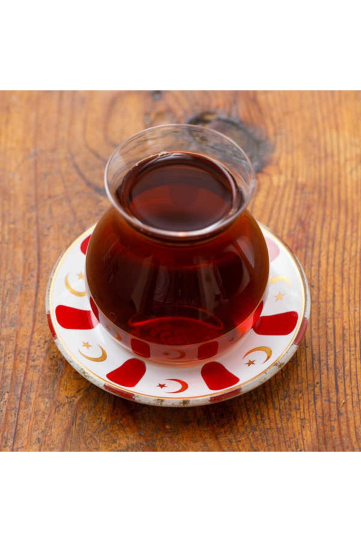 Refikadan Kırmızı Ayyıldız Tabaklı Gönlübol Çay Bardağı