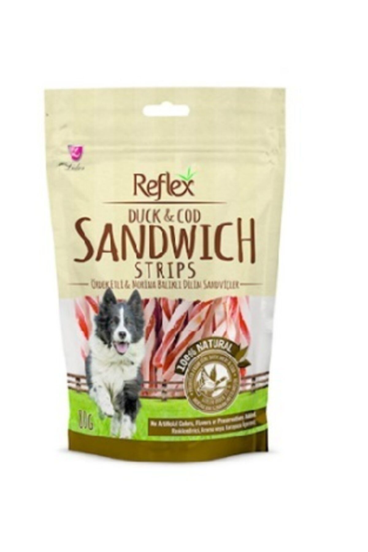 Reflex Reflex Reflex Duck Sandwich Strips Ördek Çubuk Doğal Köpek Ödülü 80 Gr