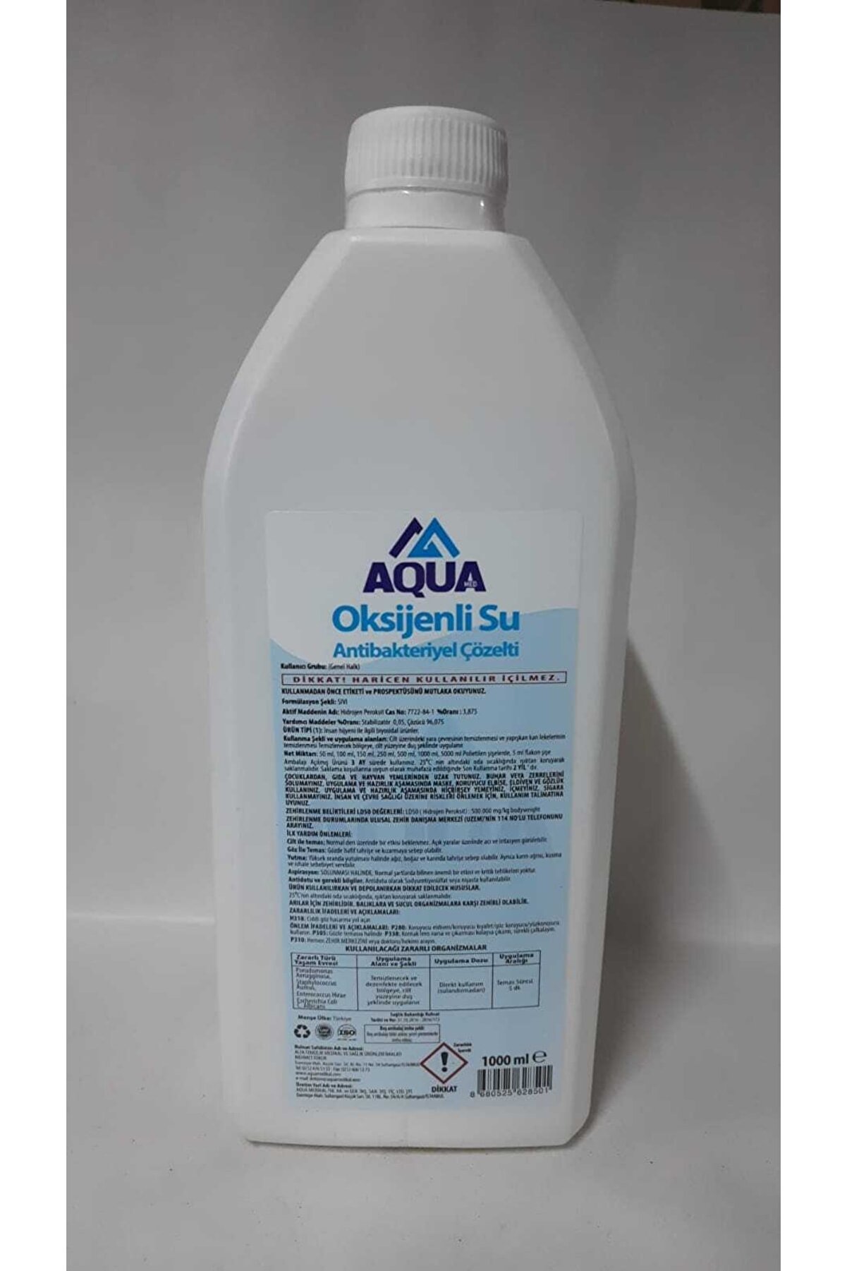 Aqua Oksijenli Su 1 Litre Ilk Yardım Malzemesi