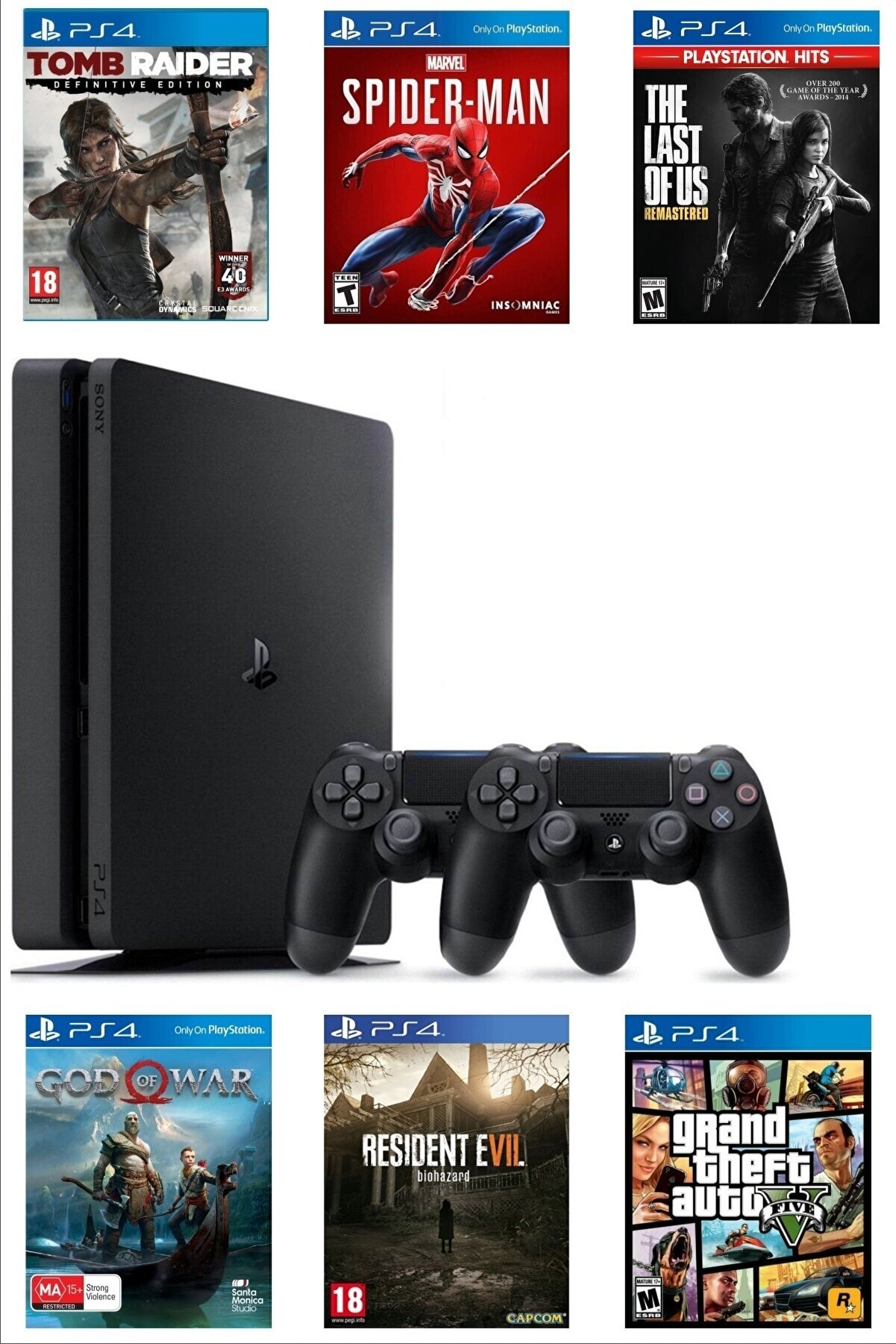 Sony Playstation 4 Slim Kasa 500 Gb +yenilenmiş + 2. Ps4 Kol + Güncel 10 Dijital Oyun Hediyeli