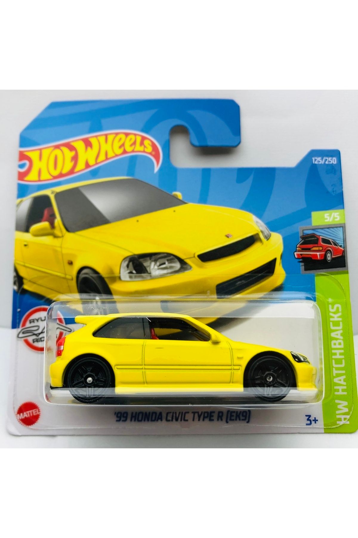 HOT WHEELS 99 Honda Civic Type R (ek9) Yellow 1:64 Ölçek Hotwheels Marka 5/5