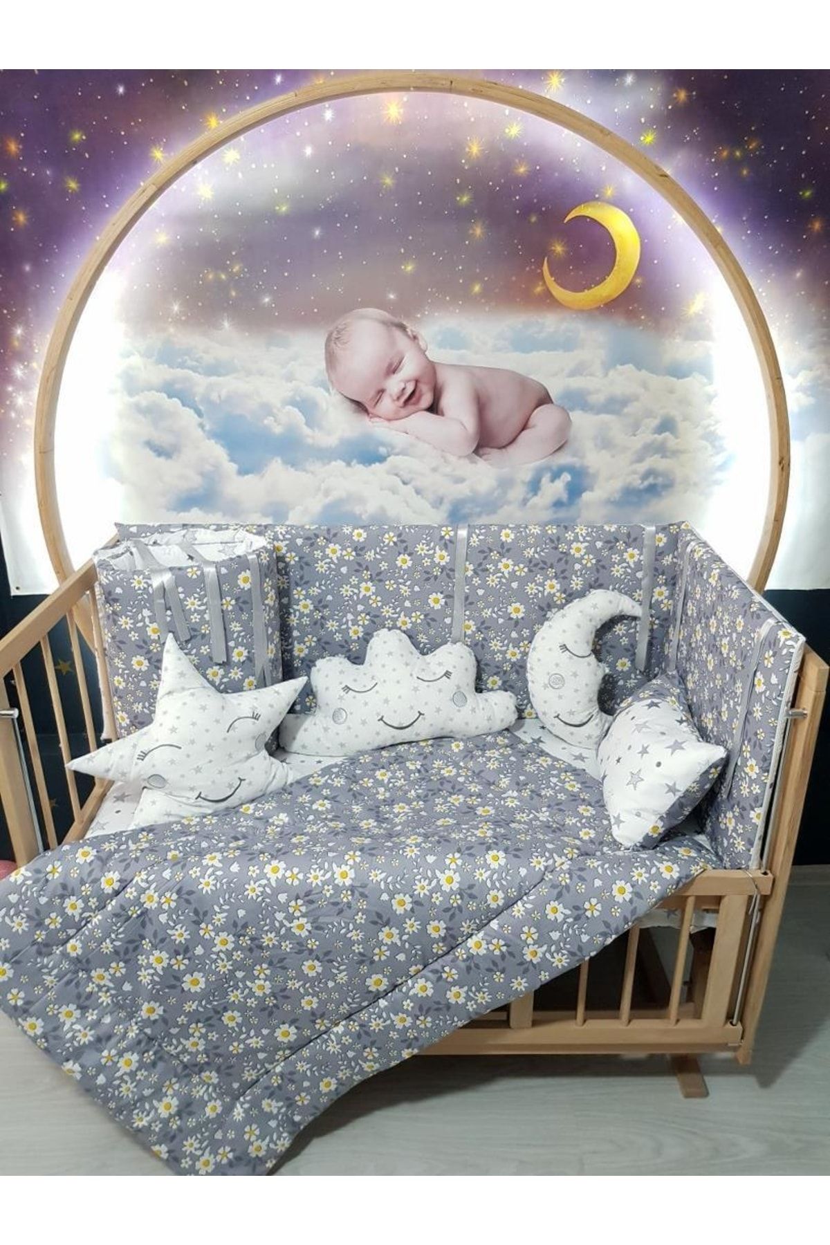 bebek iklimi 60x120 Bebek Uyku Seti Çiçek Desen 9 Parça (BEŞİK DAHİL DEĞİLDİR) Doğru Barkod Ta60120111062