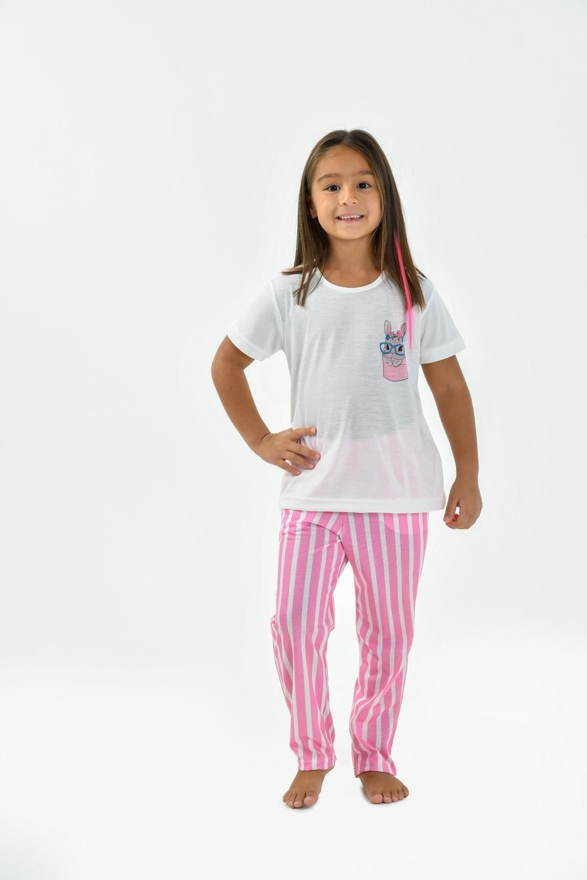 Yeni İnci Yarım Kol Kız Çocuk Pijama Takım Ckp370