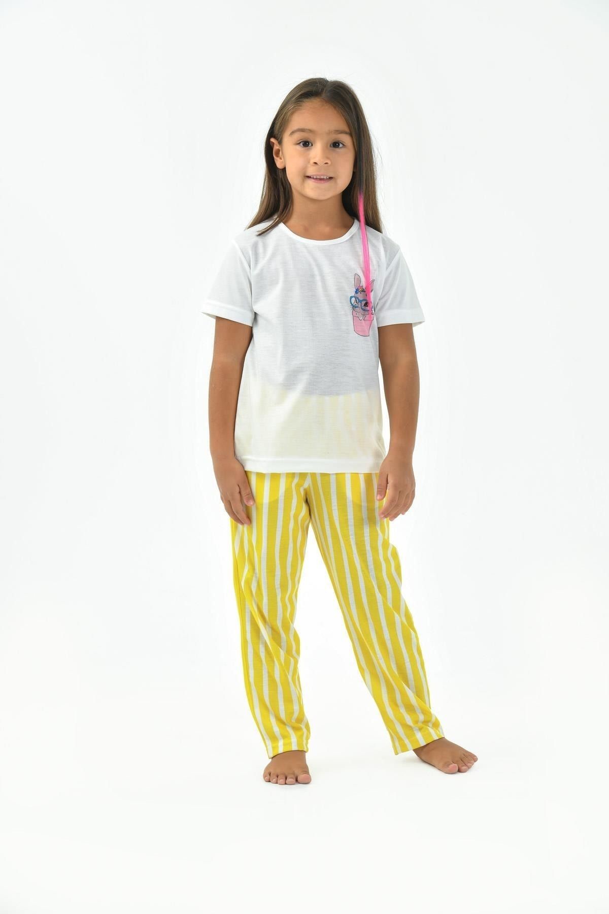 Yeni İnci Yarım Kol Kız Çocuk Pijama Takım Ckp370