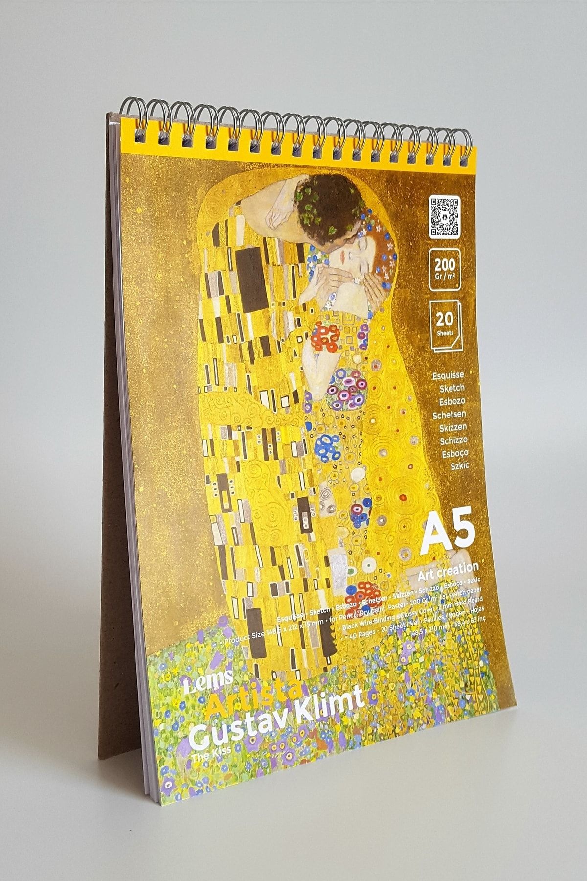 Lemsstudio Artısta Gustav Klimt - The Kıss 200 Gr. A5 Mukavva Sketchbook Eskiz Defteri