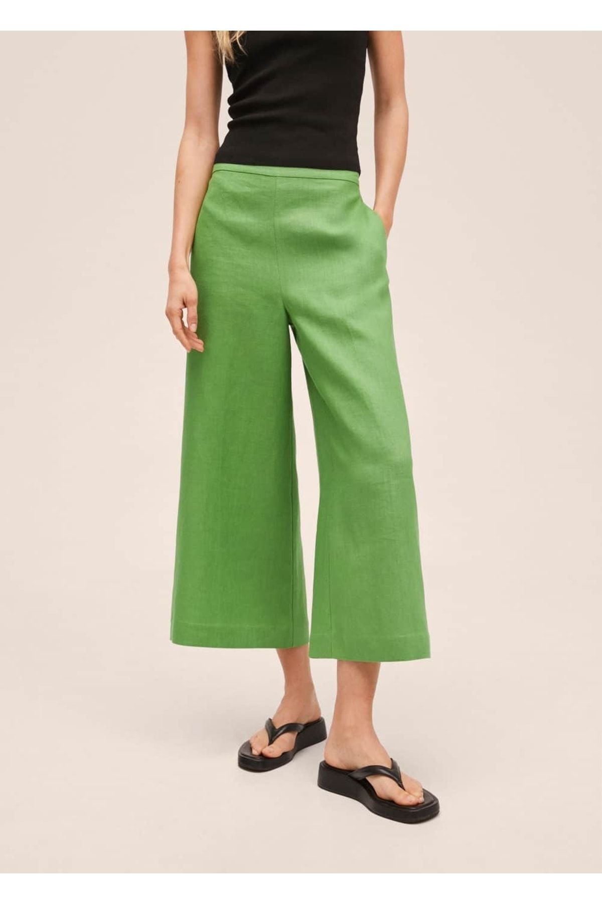 MANGO %100 Keten Culotte Pantolon