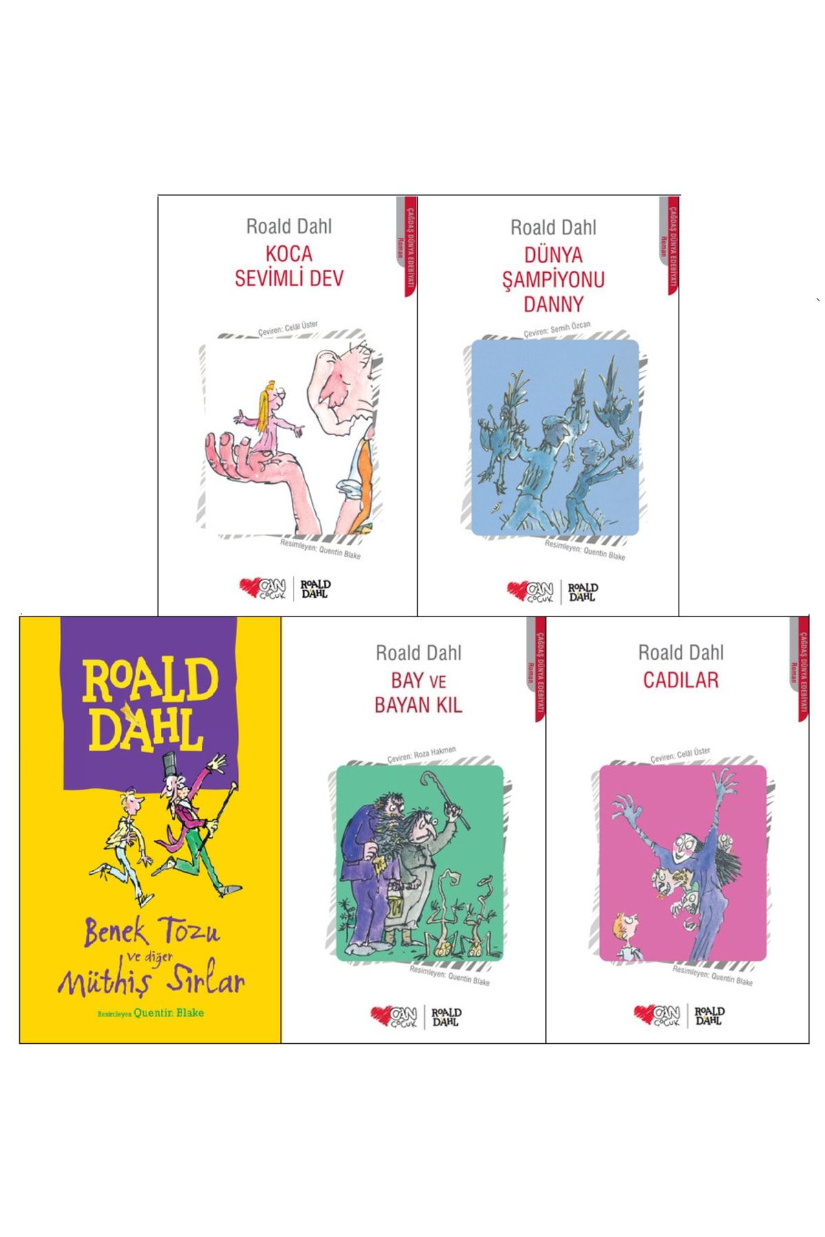Can Yayınları Roald Dahl 5 Kitap Set / Koca Sevimli Dev-dünya Şampiyonu Danny-benek Tozu-bay Ve Bayan Kıl-cadılar