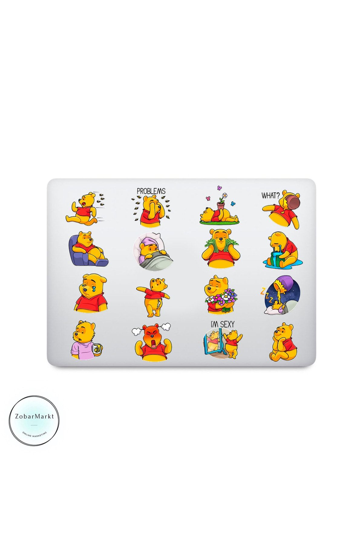 ZobarMarkt Winnie The Pooh Temalı Defter Ajanda Planner Laptop Sticker Seti, A4