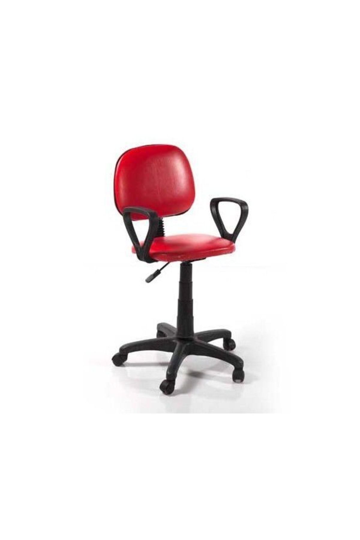 Boss Concept Boss Deri Ofis Sandalyesi Sekreter Koltuğu Bilgisayar Koltuğu Kollu Çalışma Taburesi Kırmızı