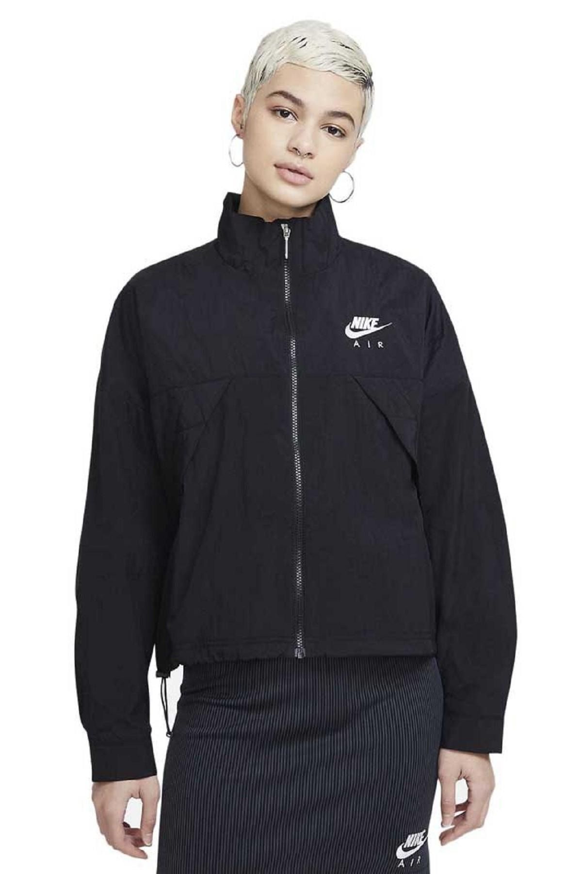 Nike Air Woven Full Zip Oversize Fit Jacket Bol Kesim Siyah Ceket