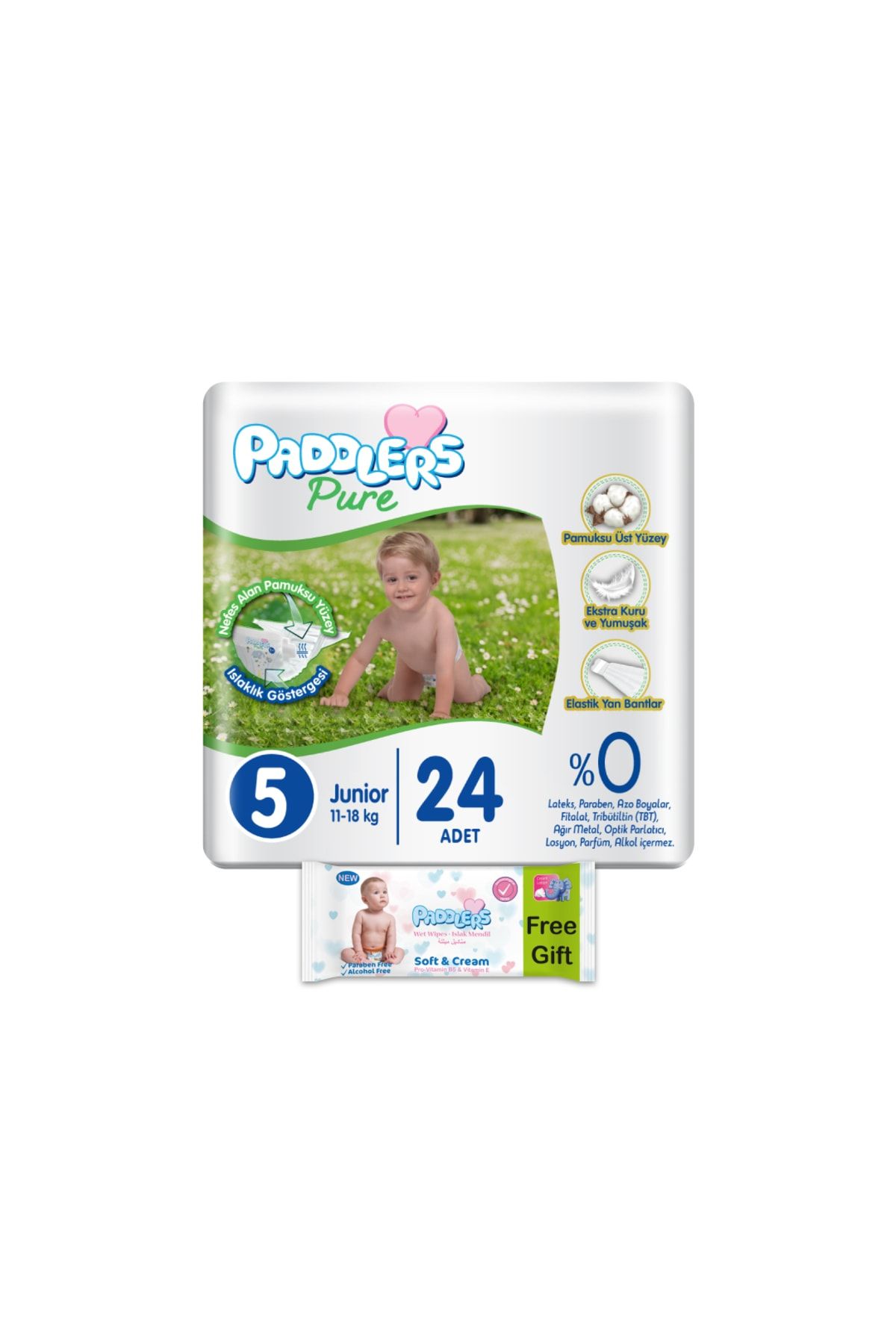Paddlers Pure Bebek Bezi 5 Numara Junior 24 Adet (11-18 Kg)