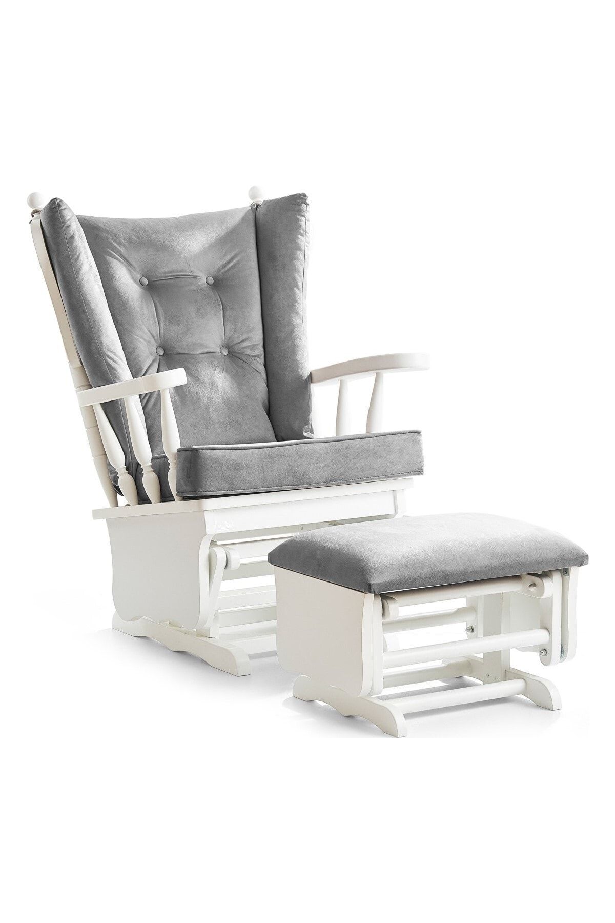 Meltem Smart Sallanır Emzirme Dinlenme Koltuğu Sallanan Sandalye Sallanan Koltuk Markiz (BEYAZ-GRİ (3040))