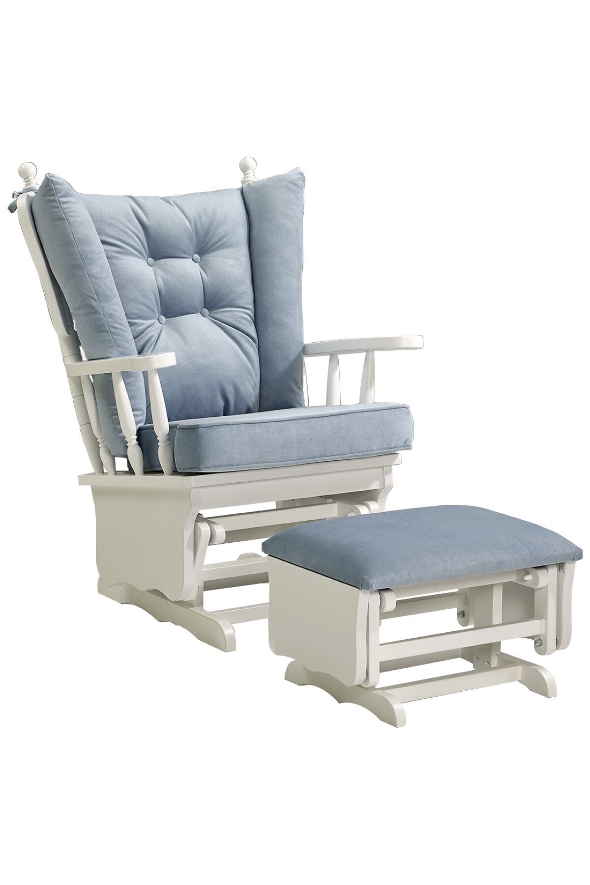 Meltem Smart Sallanır Emzirme Dinlenme Koltuğu Sallanan Sandalye Koltuk Markiz (BEYAZ-SOFT MAVİ (3020))