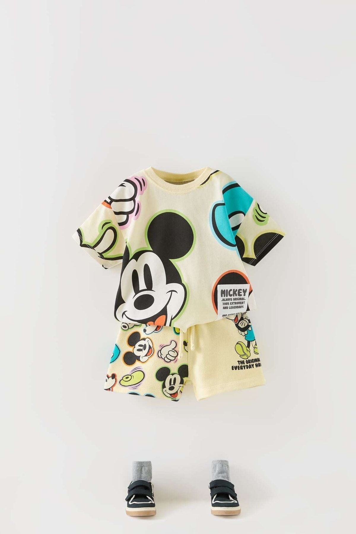 magu Çocuk Sarı Mickey Mouse Pamuklu Tişört Şort Takım