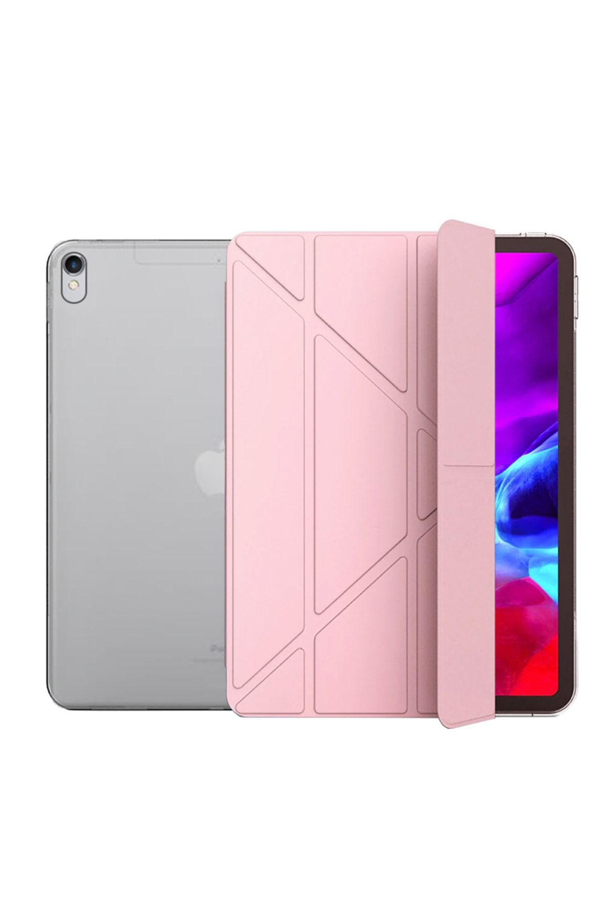 Smart Tech Apple Ipad Pro 12,9 Inç 3 Nesil 2018 Uyumlu Smart Cover Arkası Şeffaf Tablet Kılıfı