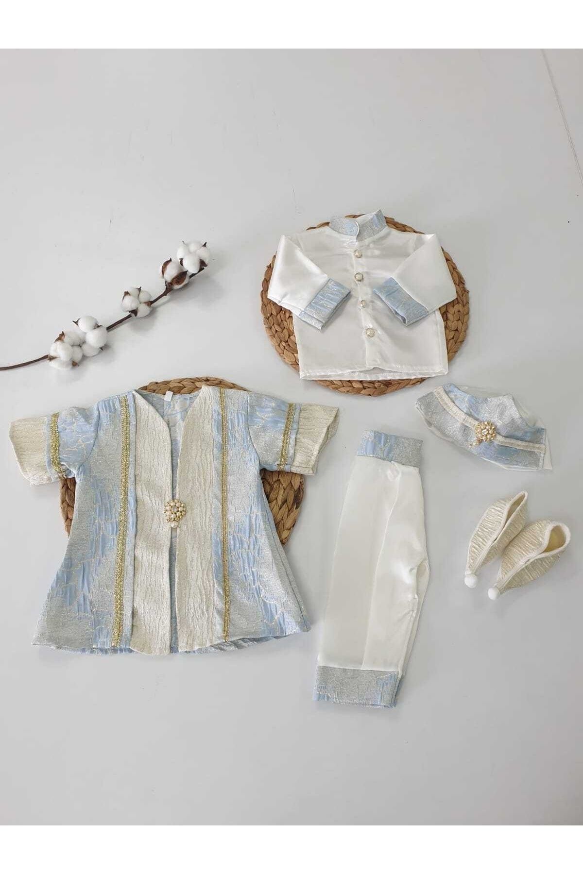 Petite Ponpon Baby Erkek Bebek Mevlütlük Şehzade Sünnetlik Sünnet Kıyafeti Krem- Altın Rengi 1 Yaş