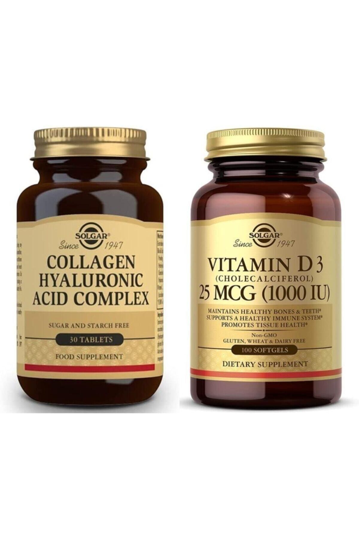 Solgar Hyaluronic Acid Collagen Complex 120 Mg 30 Tablet+ Vitamin D3 1000 Iu 100 Kapsül