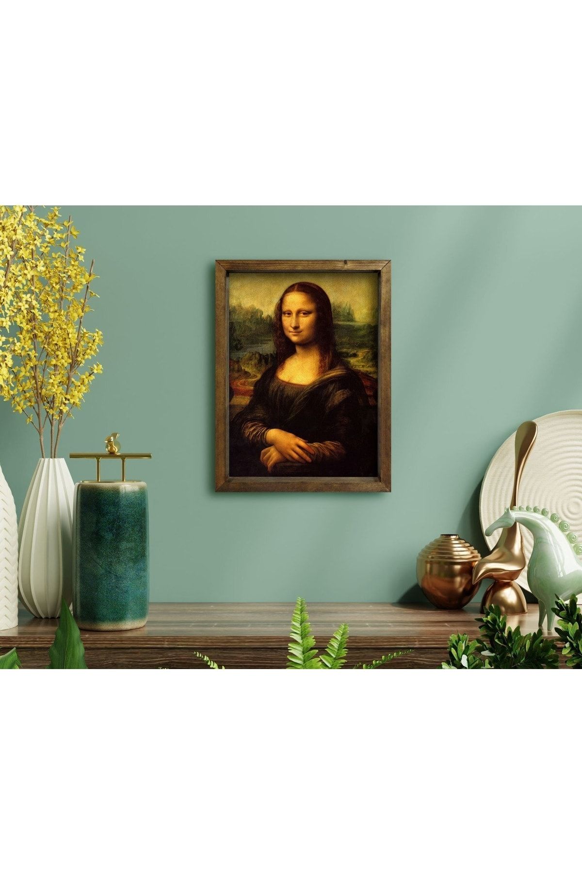 Bk Gift Home Mona Lisa Tasarımlı Doğal Masif Ahşap Çerçeveli Tablo-1