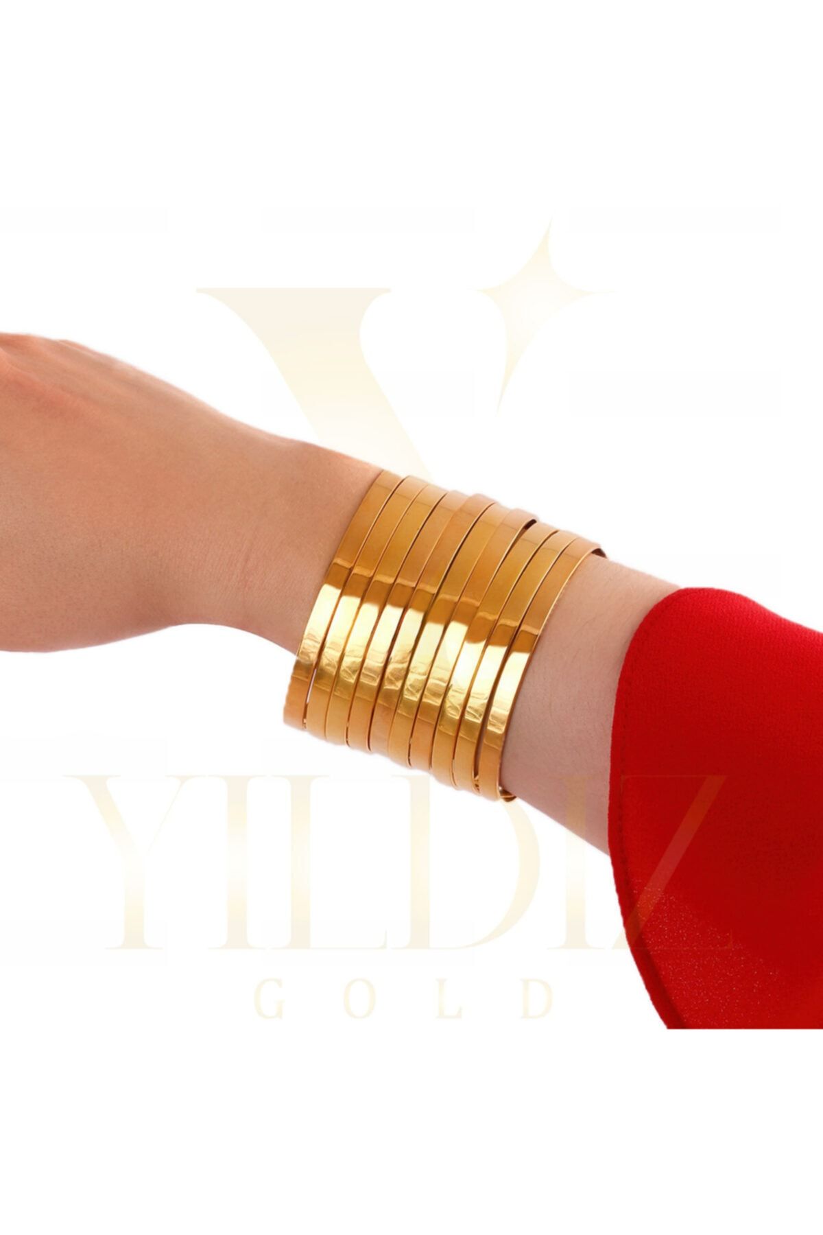 Yıldız Gold İmitasyon 22 Ayar Altın Kaplama Düz Model Parlak Ajda Bilezik